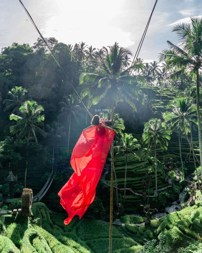 Ubud: Alas Harum Day-Pass, Swing, Sky Bike & Flying Fox - Wandering the park: rice terraces, caves, and birdnest time